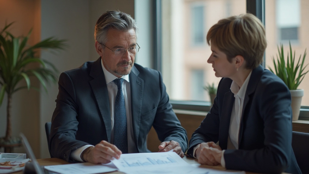 Деловая встреча с финансовым консультантом за обсуждением плана