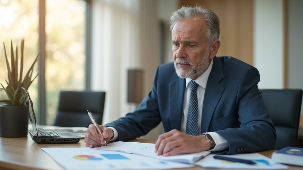 Профессиональное фото человека, планирующего пенсионные накопления с финансовыми документами на столе в офисе